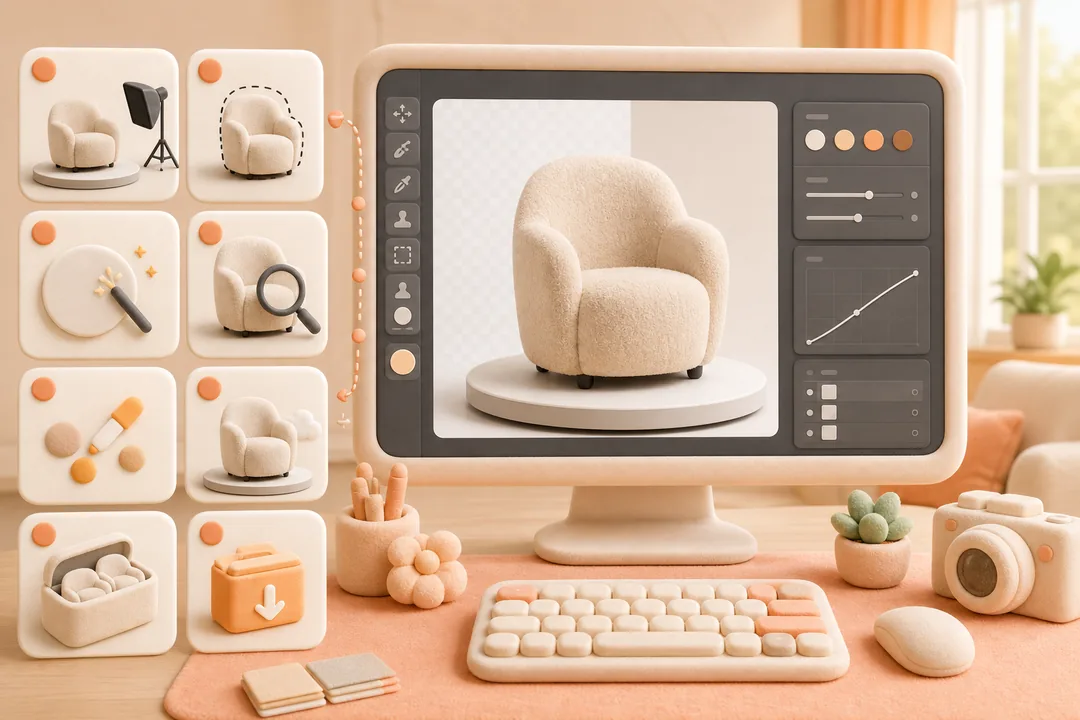 360家具产品 配合 Photoshop 完成操作步骤：用 Photoshop 和 PS AI Plugin 做 360家具产品 修图