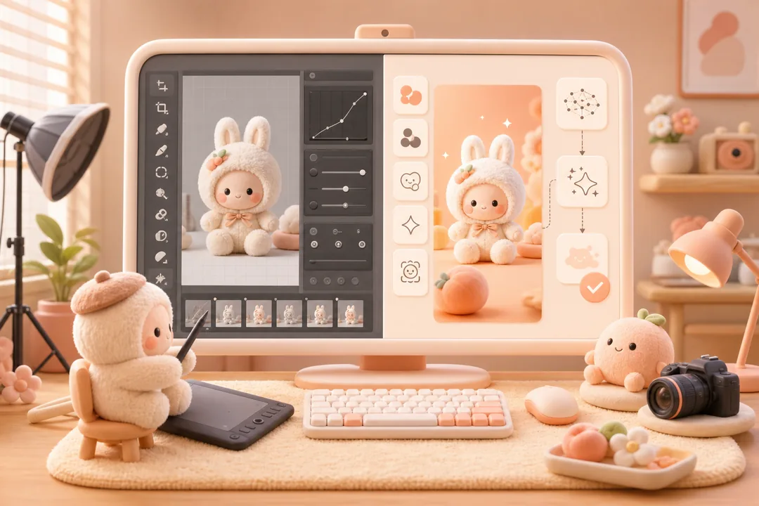 Photoshop AI 插件和传统流程区别：Photoshop插件 处理前后对比