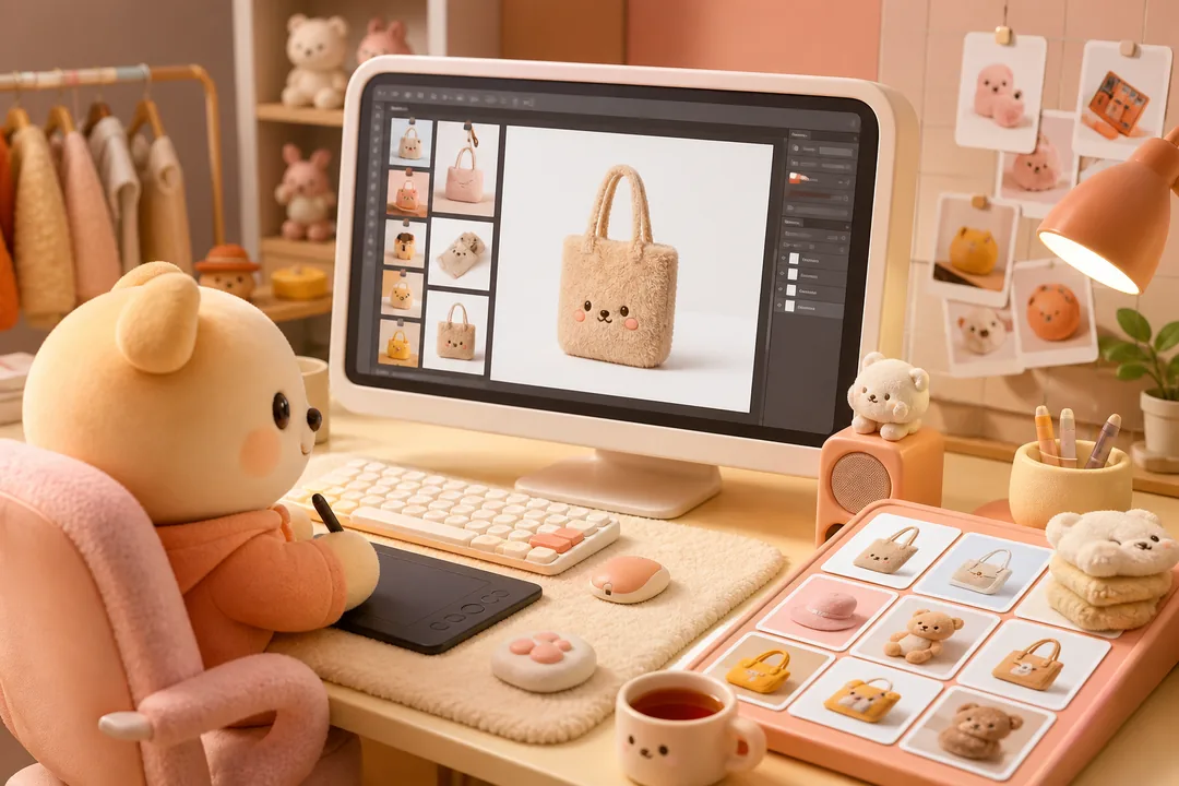 Photoshop图叮 在操作步骤：图叮 AI Photoshop 插件教程式工作流场景下的工作示意