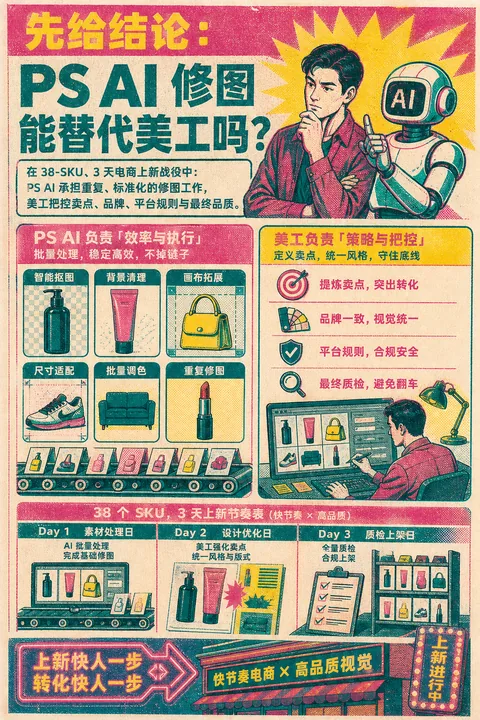 修图能替代美工吗 配合 Photoshop 完成先给结论：PS AI 修图能替代美工吗？