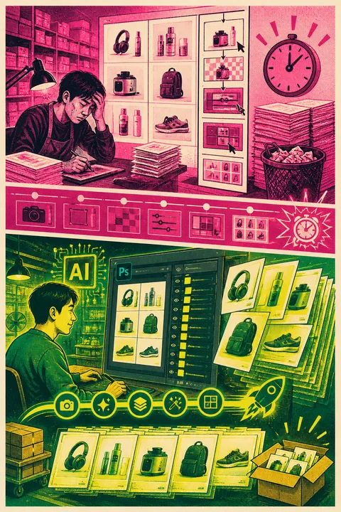 电商详情页 新功能实测 传统流程和 AI 插件流程有什么区别 实操截图